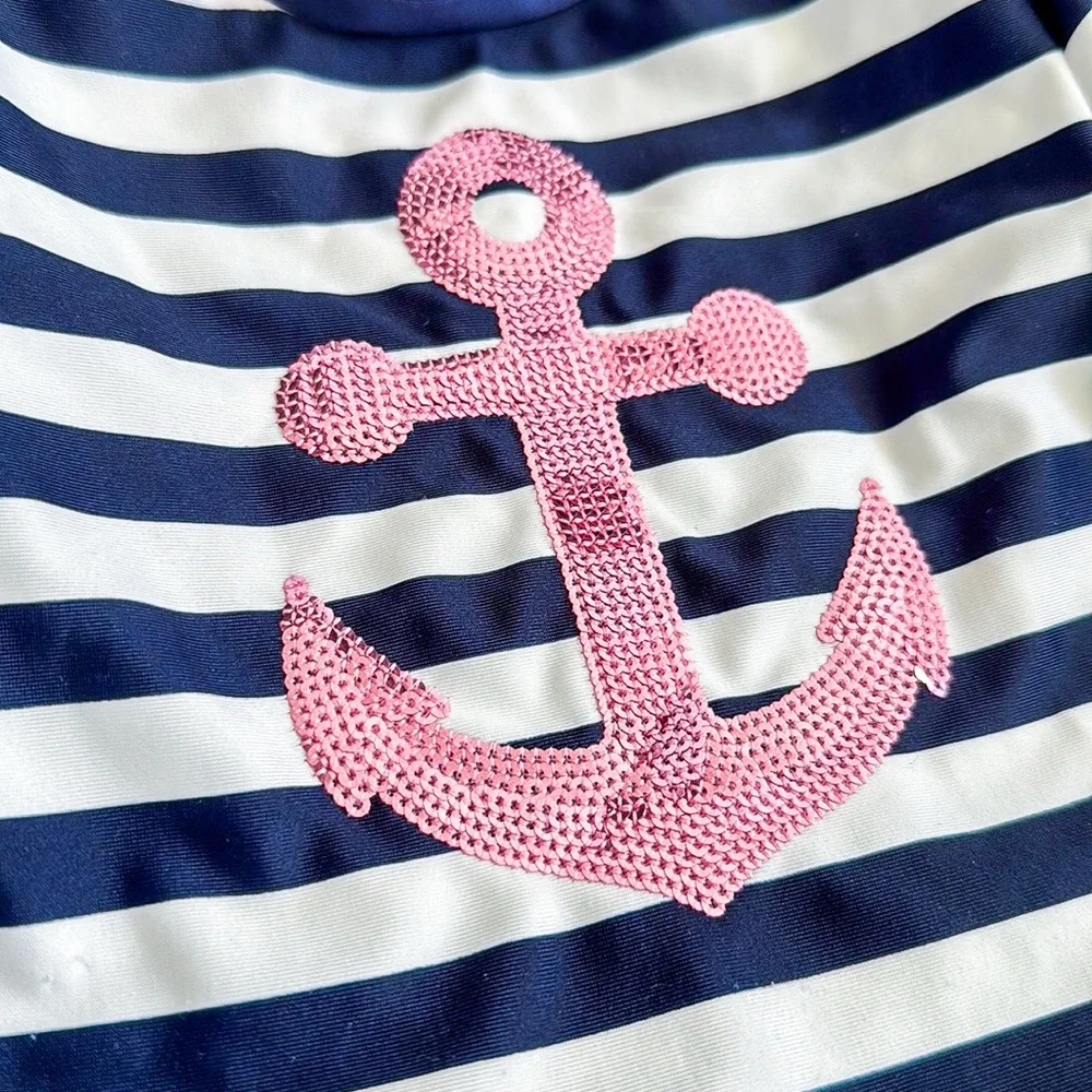 Cat & Jack Nautical Anchor Stripe 2-Piece Swimsuit Baby 18M